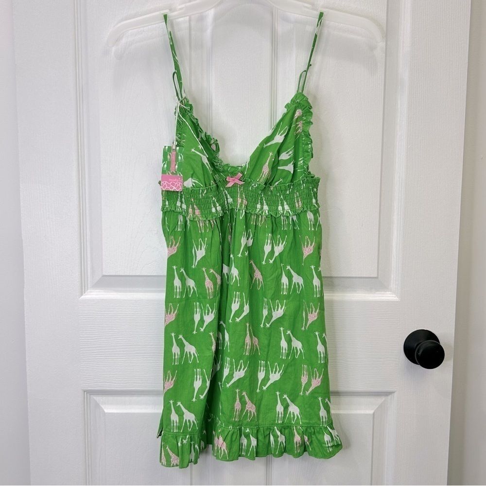 Mud Pie Green Giraffe Nightie Boxer Set Womens‎ Size Small Ruffled 2 piece New